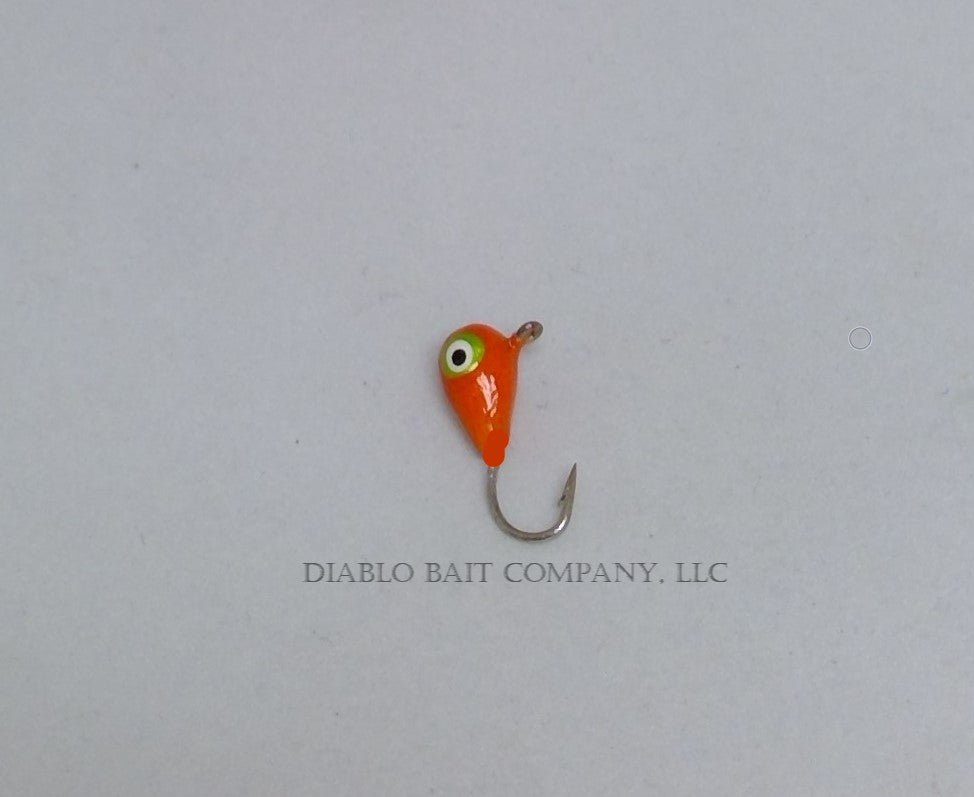 Tungsten Ice Jig- Burnt Orange- Chartreuse, White, Black eye – Diablo Bait  Company, LLC