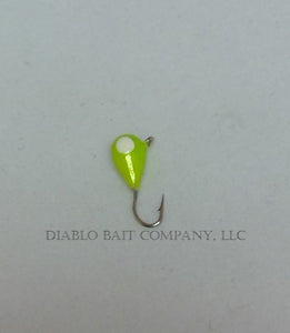 Tungsten Ice Jig- Chartreuse White Eye